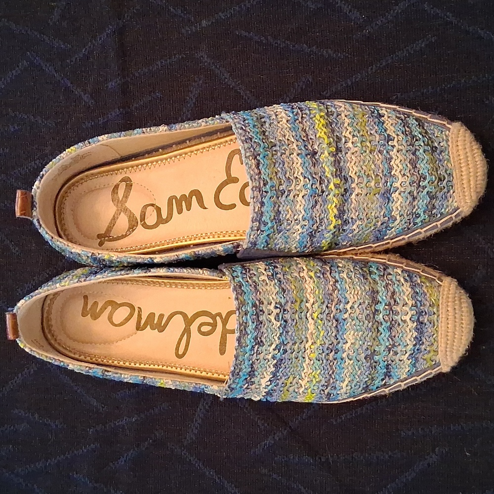 Sam Edelman Women Size 9.5 Blue Woven Raffia Khloe Espadrilles